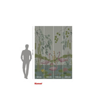 Fototapet cu flamingo, nuferi și plante