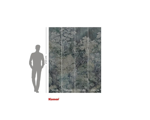 Fototapet Komar cu motiv cu pădure și indicații de dimensiuni