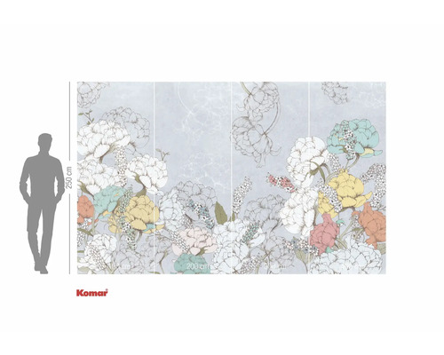 Fototapet cu model floral și indicație de înălțime