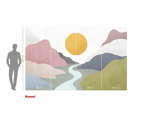 Tapetă foto cu motiv abstract de peisaj montan și specificații de dimensiuni