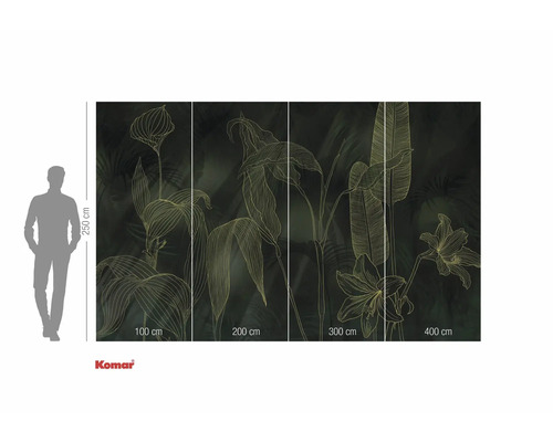 Tapet foto cu model floral și indicații de dimensiuni