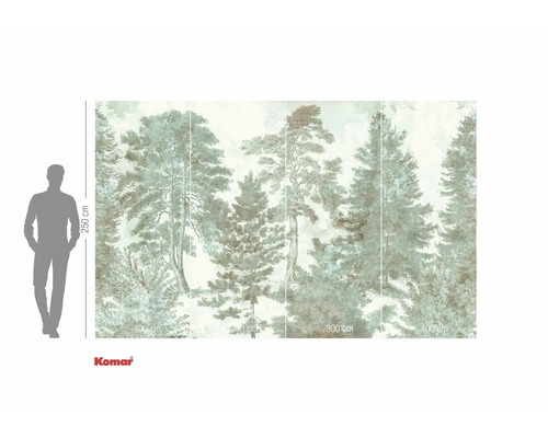 Fototapet cu motiv de pădure și indicații de dimensiuni