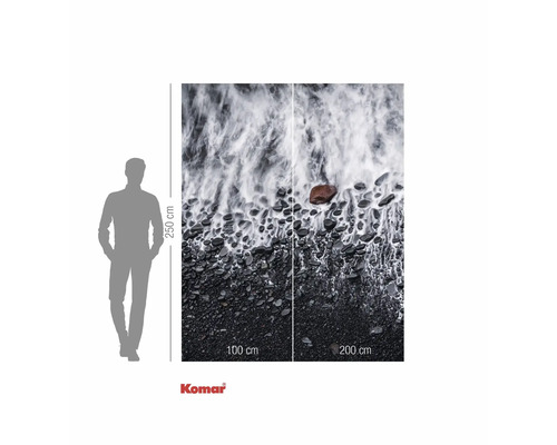 Fototapet Komar cu motiv de plajă, pietre și valuri, lățime de 300 centimetri și înălțime de 250 centimetri