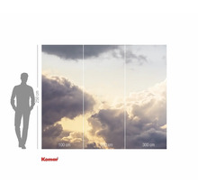 Tapetă foto cu motiv cu nori și indicații de dimensiune