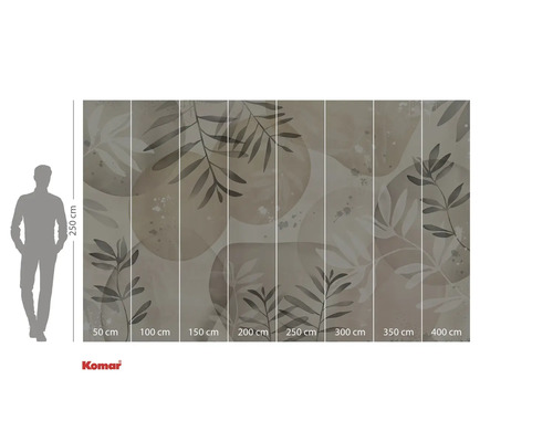 Tapet foto Komar cu model de plante și indicații de dimensiuni