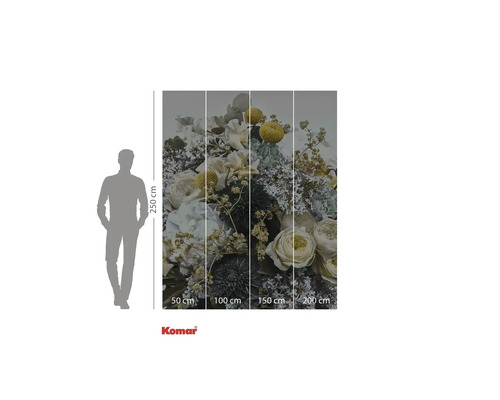 Fototapet cu motiv floral și indicații de dimensiuni