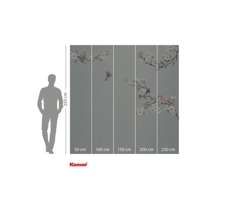 Tapetă foto cu motive cu păsări și flori, dimensiuni 250 pe 250 centimetri