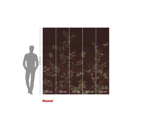 Fototapet cu model floral și indicații de măsurare