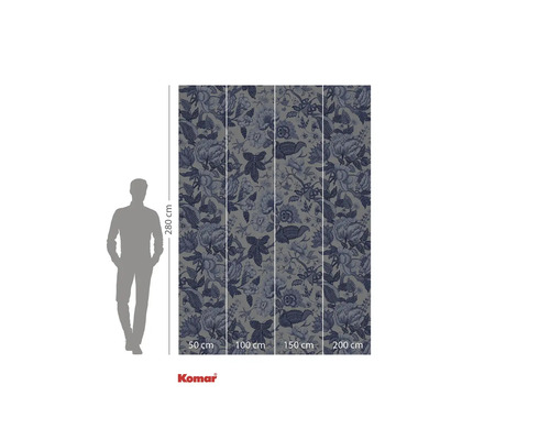 Tapet foto cu model floral și indicații de dimensiuni