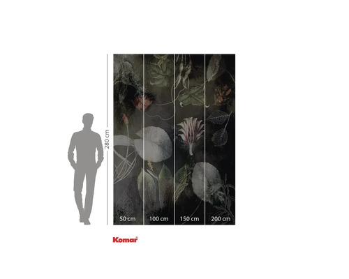 Fototapet cu design floral și cu frunze, dimensiuni 280 x 200 cm.