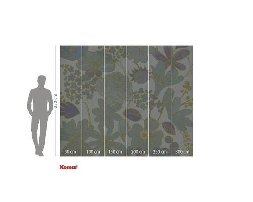 Fototapet cu model floral și indicații de dimensiuni