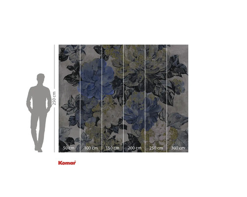 Fototapet cu model floral și indicații de dimensiuni