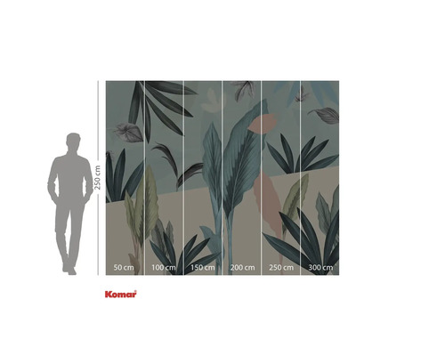 Fototapet cu motiv de frunze și specificații de dimensiuni