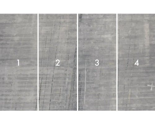 Prim-plan cu patru plăci de beton cu structuri de suprafață diferite