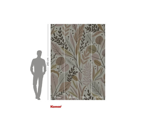 Fototapet cu model floral și indicații de dimensiuni