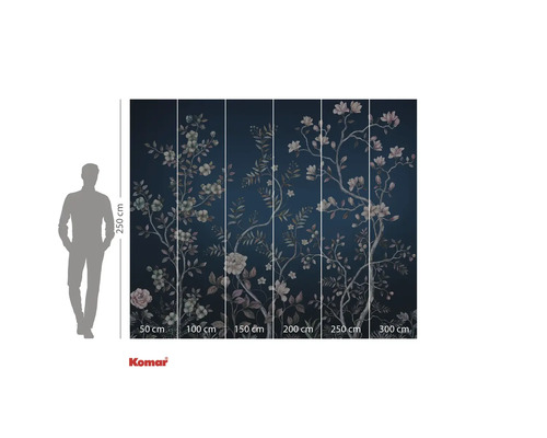 Fototapet cu model floral și indicații de dimensiuni