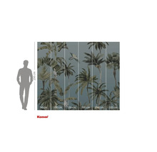 Tapet fotogravură cu palmieri și păsări tropicale, 250 cm înălțime