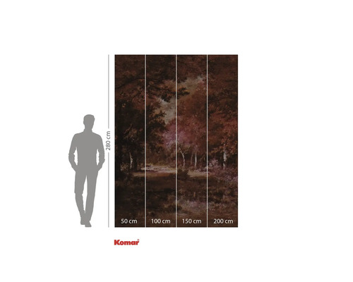 Fototapet cu motiv forestier, format din patru părți și specificații de dimensiuni