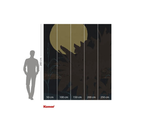 Tapet foto Komar cu design de plante, lună și indicații de dimensiune