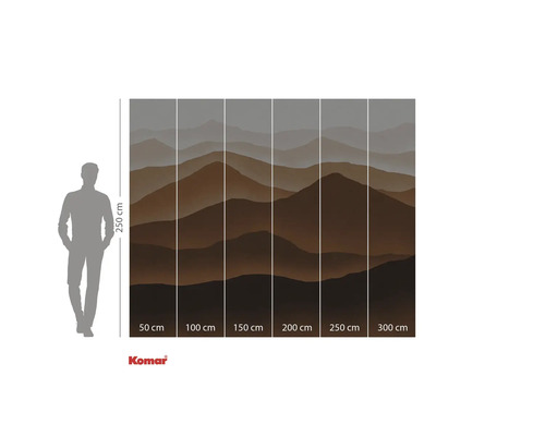 Tapet fotomural cu motiv de munte și indicații de dimensiune