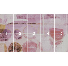 Tapetă vlies cu model abstract de cercuri, formată din cinci fâșii