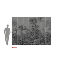 Tapet foto Komar cu motiv junglă, compus din palmi, frunze și leoparzi, cu dimensiunile de 250 pe 350 centimetri