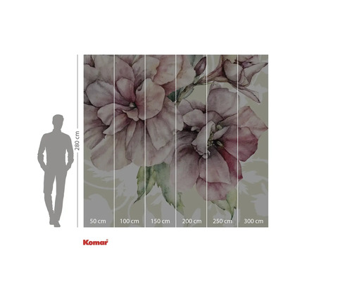 Fototapet cu model floral și indicații de dimensiuni