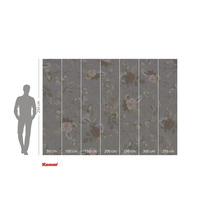 Tapetă foto cu model floral și indicații de dimensiuni