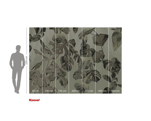 Tapet foto Komar cu motive vegetale și indicații de dimensiuni.