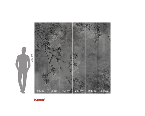 Tapet foto Komar cu model floral, 280 cm înălțime și 300 cm lățime.