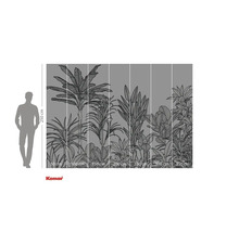 Ilustrație a unui fototapet cu plante tropicale, dimensiuni indicate