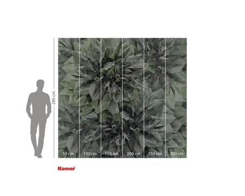 Fototapet cu motiv grafic de frunze și indicații de dimensiune