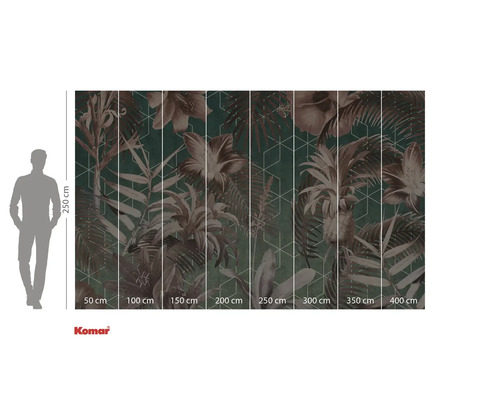 Tapetă foto cu motive vegetale și indicații de dimensiune