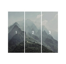 Tapetă foto din trei părți cu peisaj montan