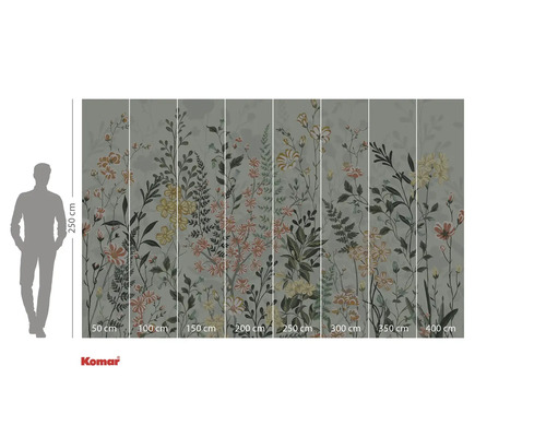 Tapet foto cu model floral și indicații de dimensiune