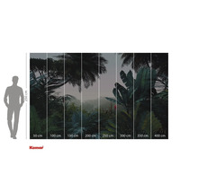 Tapet fotogravură Komar cu motiv de pădure tropicală și indicații de dimensiuni.