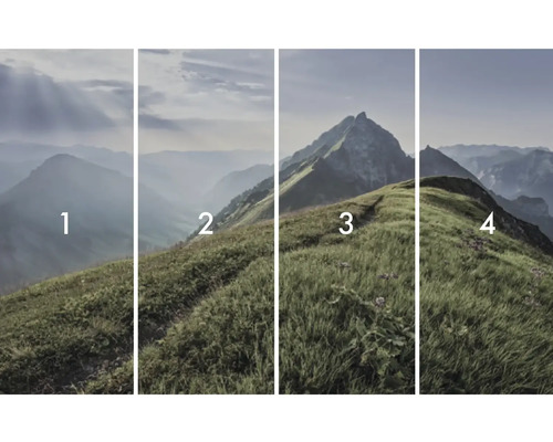 Fototapetă din patru piese cu motiv de peisaj montan