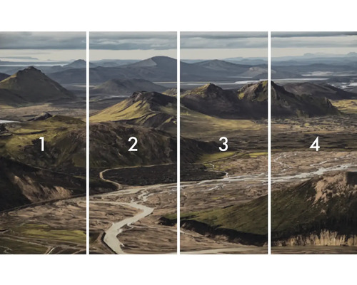 Fototapetă din patru piese cu peisaj montan