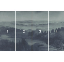 Tapetă din patru părți cu motiv de peisaj și pădure