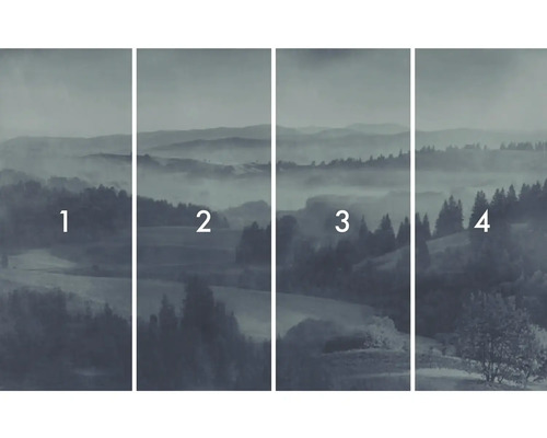 Tapetă din patru părți cu motiv de peisaj și pădure