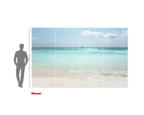 Fototapet cu motiv de plajă și barcă cu pânze