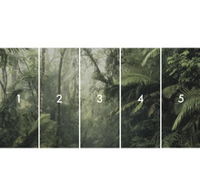 Tapetă vlies cu motiv junglă, formată din cinci fâșii