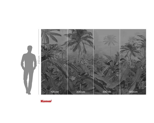 Tapetă foto cu motiv de junglă și indicații de dimensiune