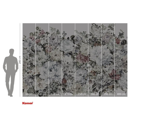 Fototapet cu model floral și indicații de dimensiuni