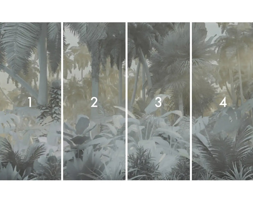 Tapetă foto din patru părți cu motiv de junglă