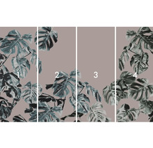 Tapetă foto din patru părți cu motiv de frunză Monstera