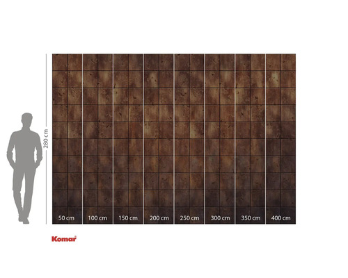 Tapet foto Komar cu model de gresie maro și indicații de dimensiune.