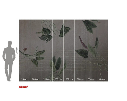 Fototapet Komar cu motiv floral și indicații de dimensiuni