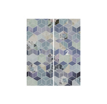 Poster de ușă din două piese cu model geometric de cuburi