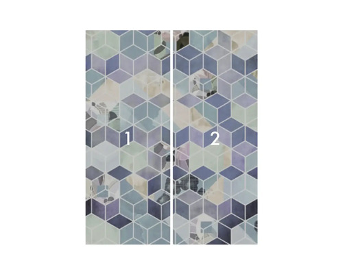 Poster de ușă din două piese cu model geometric de cuburi